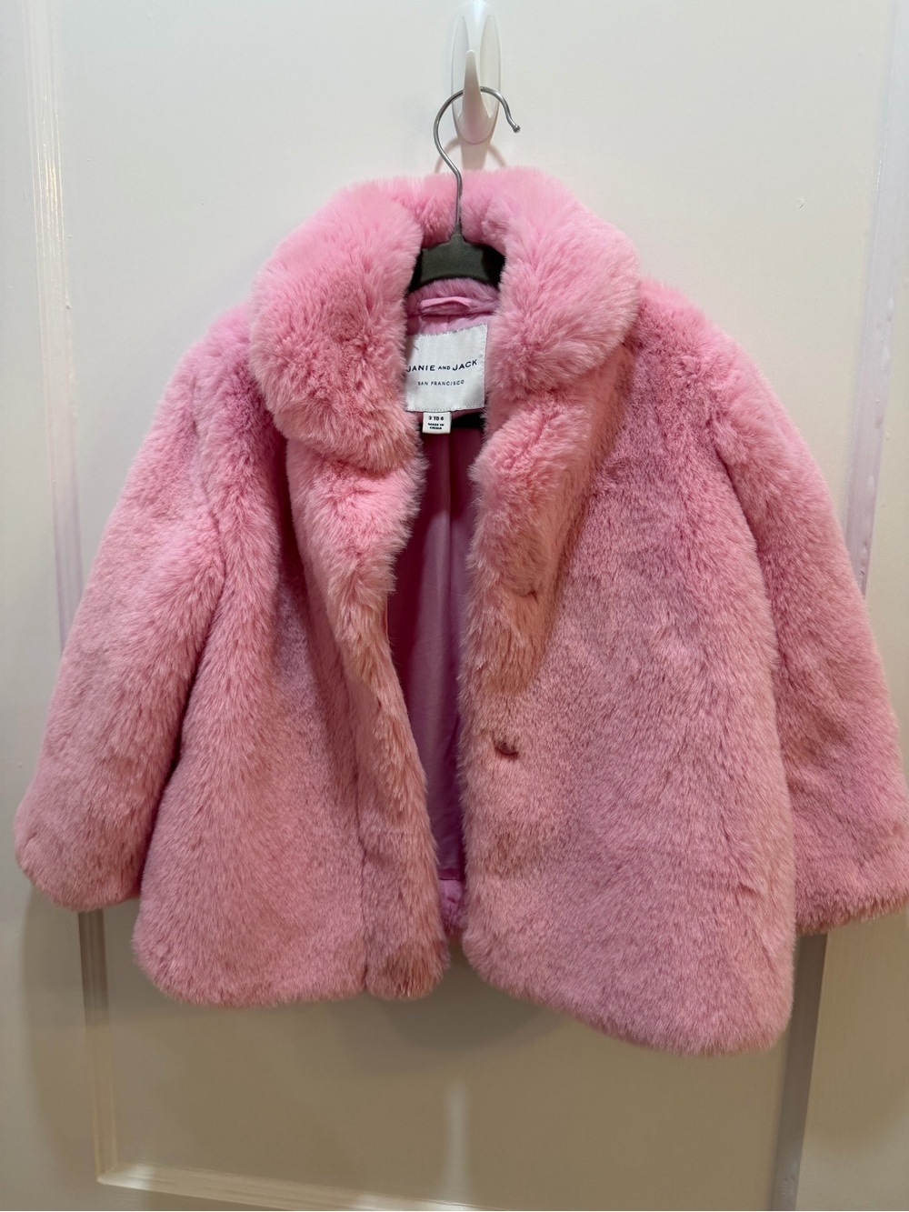 Janie and Jack Plush Pink Faux Fur Kids Coat